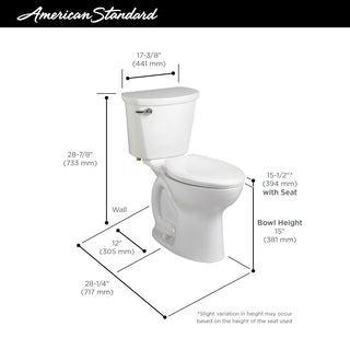 Floor-Mounted Toilet, Cadet, Round Front, 1.6 GPF, Left Lever, White