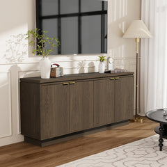 Sideboard Cabinet, 4 Doors, Manufactured Wood, 70 Inch W, Wood Grain Finish