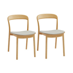 Side Chairs, Set of 2, Bamboo Frame, Genuine Leather Seat, Wheat