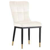 Dining Chairs, Set of 4, Cream Velvet, Black Metal Legs