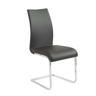 Cantilever Side Chair, Faux Leather Upholstery, Chrome Steel Frame