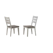 Side Chairs, Set of 2, Solid Wood Ladder Back, Gray