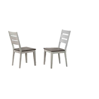 Side Chairs, Set of 2, Solid Wood Ladder Back, Gray