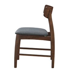 Side Chairs, Set of 2, Gray Polyester Blend, Walnut Finish Solid Wood Legs