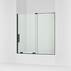 Sliding Shower Door, Echelon, Frameless, Clear Glass, Matte Black