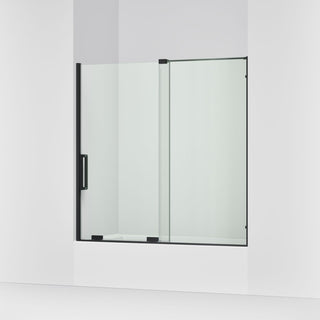 Sliding Shower Door, Echelon, Frameless, Clear Glass, Matte Black