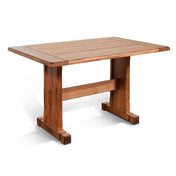 Dining Table, Seats 4, Solid Mindi Wood, Rustic Oak, Trestle Base