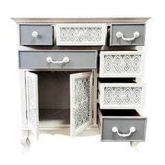 Accent Cabinet, 7 Drawers, Fir and Manufactured Wood, White