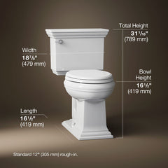 Two-Piece Elongated Toilet, Memoirs Stately, ContinuousClean ST, 1.28 GPF, White