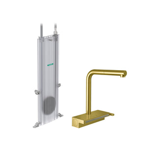 Pull-Out Kitchen Faucet, Aquno Select, Single Handle, Brass, Brushed Gold Optic