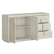 Sideboard Buffet Cabinet, 3 Drawers, 2 Doors, White Manufactured Wood