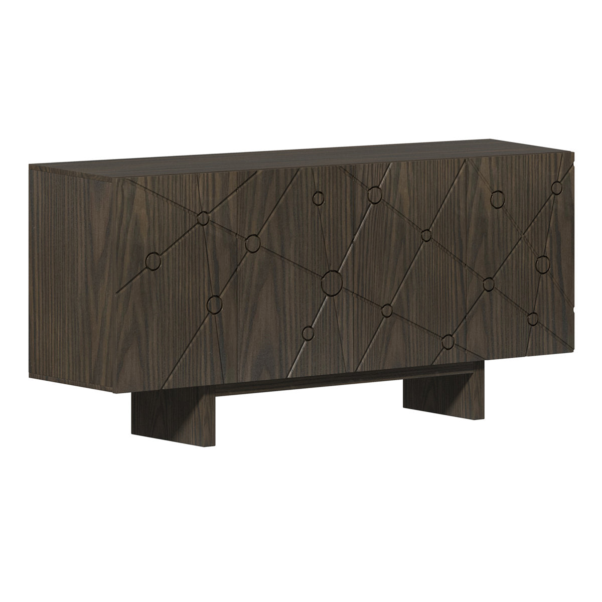 Sideboard, 4 Doors, Solid and Manufactured Wood, 62.99 in W, Brown