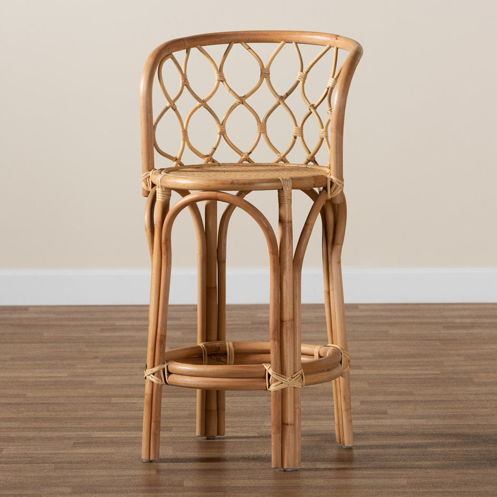 Counter Stool, Full Back, Wicker and Rattan, Natural