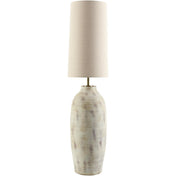 Floor Lamp, 55 Inch, Cream Concrete Base, Tan Linen Drum Shade
