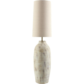 Floor Lamp, 55 Inch, Cream Concrete Base, Tan Linen Drum Shade