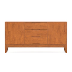 Sideboard Buffet, 3 Drawers, 2 Cabinets, Solid Wood, Brown