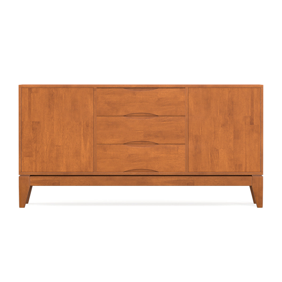 Sideboard Buffet, 3 Drawers, 2 Cabinets, Solid Wood, Brown