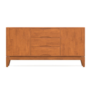 Sideboard Buffet, 3 Drawers, 2 Cabinets, Solid Wood, Brown