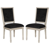 Side Chairs, Set of 2, Solid Rubberwood Frame, Black and Rustic Gray