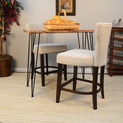Counter Height Dining Table, Solid Wood Live Edge Top, Natural, Black Iron Legs