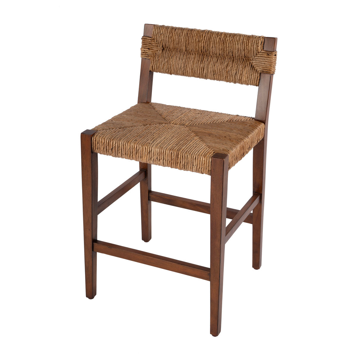 Counter Stool, Solid Wood Frame, Banana Leaf Seat, Brown