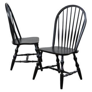 Side Chairs, Set of 2, Rubberwood, Distressed Antique Black
