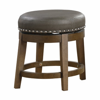 Bar Stools, Set of 2, Solid Wood Frame, Gray Faux Leather Seat