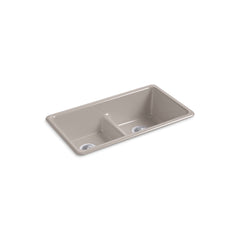 Drop-In Kitchen Sink, IronTones, Double-Equal Bowl, Cast Iron, Truffle