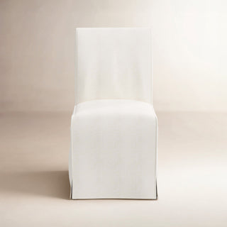 Parsons Dining Chair, Removable Linen Slipcover, Solid Wood Legs, White
