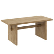 Dining Table for 6, Natural Wood Veneer Top, Solid Rubberwood Legs