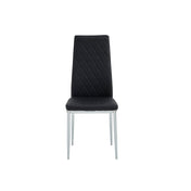 Dining Chairs, Set of 6, Black Faux Leather, Chrome Metal Legs