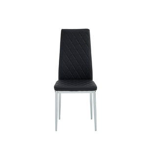 Dining Chairs, Set of 6, Black Faux Leather, Chrome Metal Legs