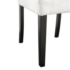 Side Chairs, Set of 2, White Upholstered Seat and Back, Black Solid Wood Legs