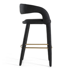 Counter Stool, Black Faux Leather, Iron Frame, 29.5 Inch Seat Height