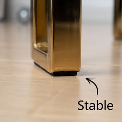 Counter Stool with Arms, Black Faux Leather, Gold Metal Legs