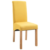 Side Chairs, Set of 4, Yellow Fabric, Solid Wood Legs