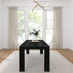 Dining Table, Solid Pine Wood, Seats 8, Black Wirebrush Finish