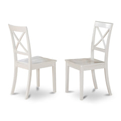 Dining Chairs, Set of 2, Rubberwood X-Back, Linen White