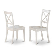 Dining Chairs, Set of 2, Rubberwood X-Back, Linen White