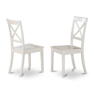 Dining Chairs, Set of 2, Rubberwood X-Back, Linen White