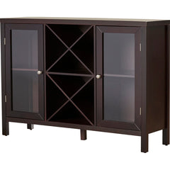 Wine Buffet Cabinet, Solid and Manufactured Wood, Glass Doors, Gloss Finish