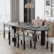 Oval Dining Table, Solid and Manufactured Wood, 67 Inch, Black