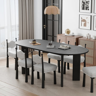 Oval Dining Table, Solid and Manufactured Wood, 67 Inch, Black