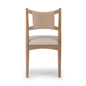 Side Chair, Linen Blend Seat, Solid Wood Frame, Woven Paper Cord Back