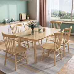 Dining Table, Seats 6, Rubber Wood Top, Solid Wood Legs, 55.1 Inch