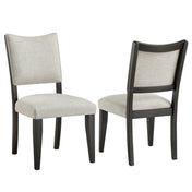 Side Chairs, Set of 2, Herringbone Polyester Upholstery, Black Solid Wood Legs