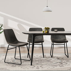Dining Chairs, Set of 4, Faux Leather, Metal Frame and Legs