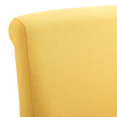 Side Chairs, Set of 4, Yellow Fabric, Solid Wood Legs