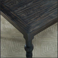 Dining Table, Solid Rubberwood, Seats 6, Black, Turned Legs