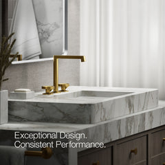 Bathroom Sink Handles, Components, Industrial Design, Vibrant Brushed Moderne Brass